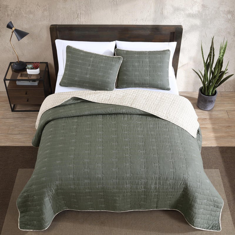 Eddie Bauer - Twin Quilt Set, Reversible Cotton Bedding with Matching Sham, Lightweight Home Decor for All Seasons (Troutdale Green, Twin) - Image 2